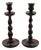 Early Victorian English Oak Barley Twist Candle Sticks (3), Set of 2 For Sale