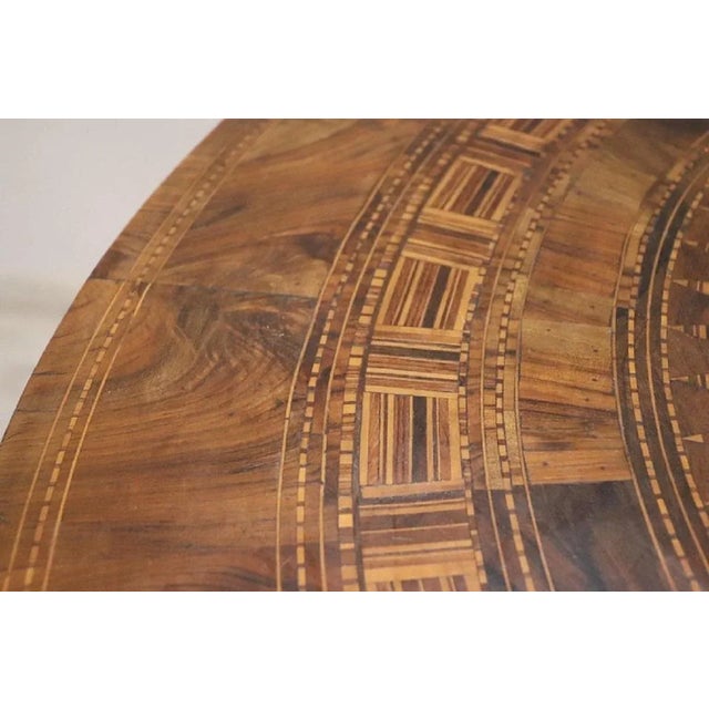Antique Walnut Inlay Center Table, 1850s For Sale - Image 4 of 12