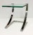 Stylish contemporary polished nickel and glass side table, thick glass top, showroom floor sample