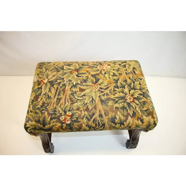 Early 20th Century French Window Hall Bench Covered in Colorful Tapestry For Sale - Image 4 of 10