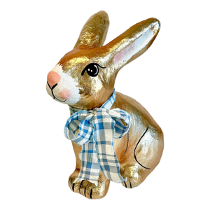 1980s Vintage Arts & Crafts Boho Chic Foil Covered Hand-Painted Papier Mache’ Bunny - Easter.