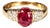 1970s 14K Yellow Gold Ruby Diamond Band Floral Ring, Size 6.75 For Sale
