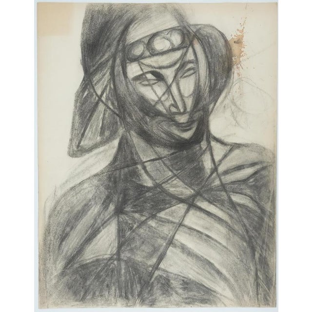 Marcel Mouly, Figure with a Hat, Charcoal For Sale - Image 10 of 10