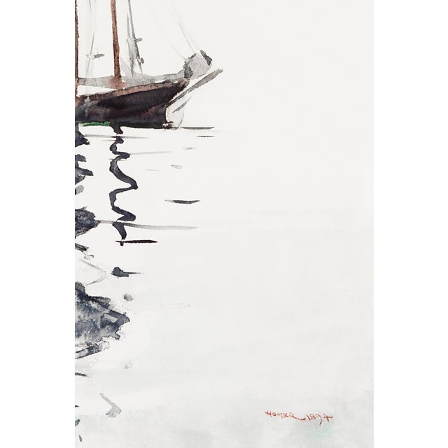 Schooner Sailboat With Dory, Vintage Art Print Reproduction, 24″ × 36″ For Sale In Buffalo - Image 6 of 7