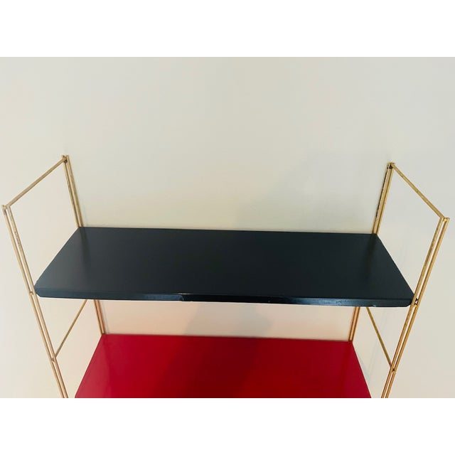 Mid-Century Modern Mid-Century Modern Adjustable Brass and Metal Wall-Mounted Shelf, 1960s For Sale - Image 3 of 18