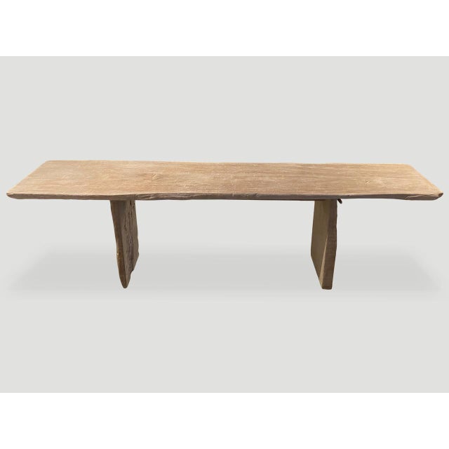 Impressive single slab, live edge bleached teak console table. We added a light white wash finish revealing the beautiful...