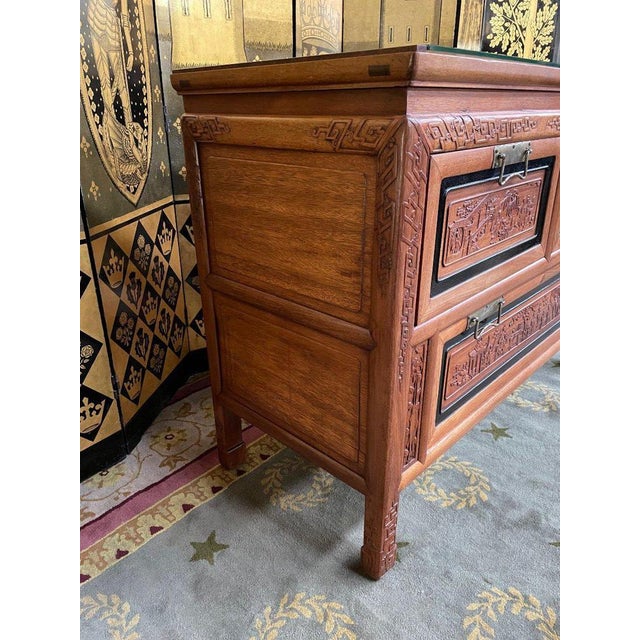 Indochinese Chest of Drawers with Carved Panels For Sale - Image 4 of 11