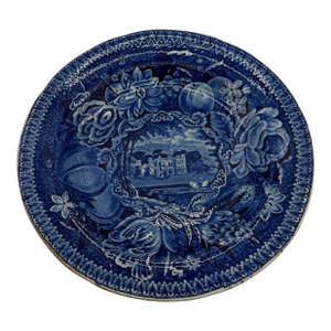 A Blue Dark Transfer Decorated Staffordshire Plate "Warleigh House, Somersetshire", by Ralph Hall, Circa 1830's