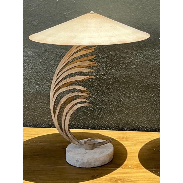 Beige Vintage Michael Taylor Palm Frond Table Lamps - Pair For Sale - Image 8 of 13