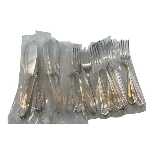 New 1980s Flatware Fish Set 26 Pieces Du Barry For Sale
