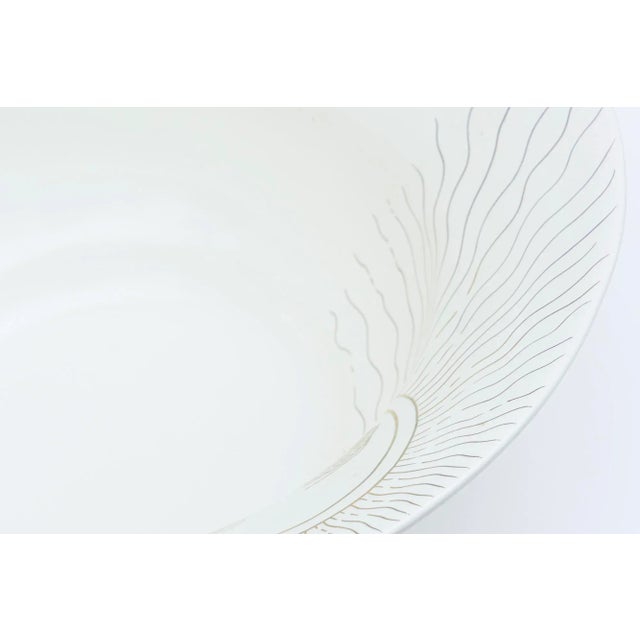 Fornasetti Style Large Ceramic White and Gold Bowl Signed For Sale - Image 11 of 12