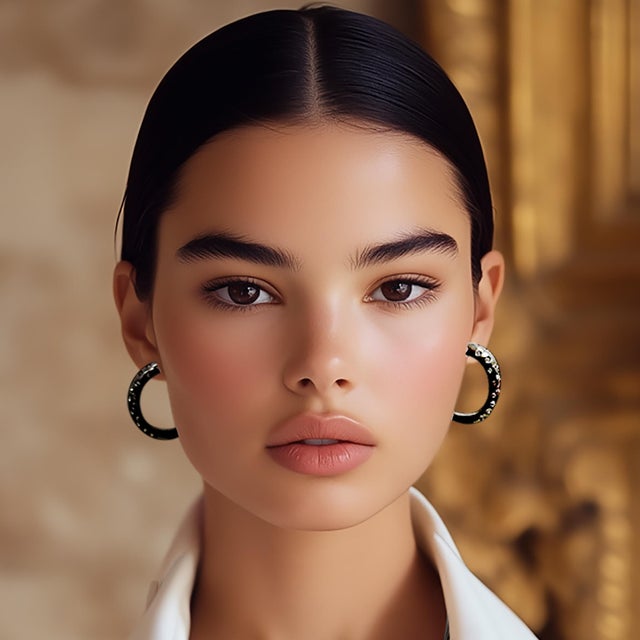 Oscar de la Renta Hematite-Plated Crystal Pave Cosmic Hoop Earrings Elevate your style with these striking Oscar de la...