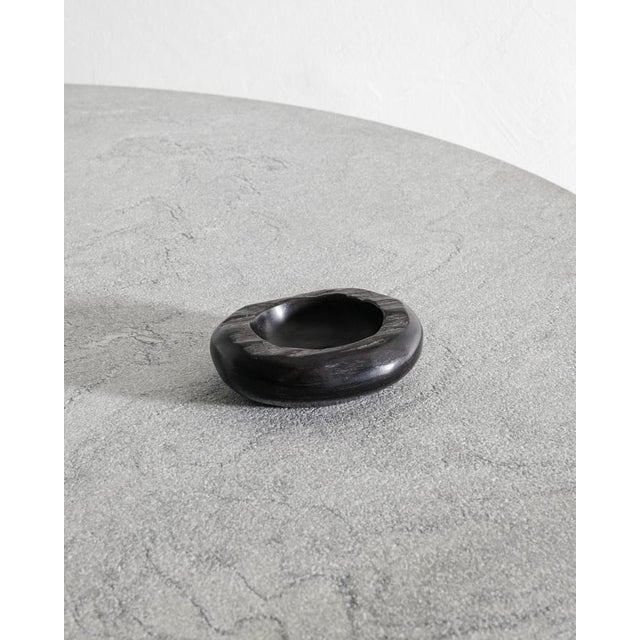 A rare and decorative french mid century wooden ebonized bowl by odile noll produced in her own studio in france, 1960s....