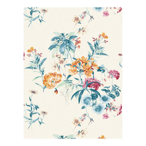 The House of Scalamandré Parfumerie Fabric, Orange Teal