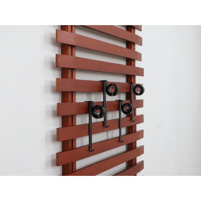 Mid-Century Modern Mid-Century Italian Teak Wall Coat Rack from F.lli Proserpio, 1950s For Sale - Image 3 of 13