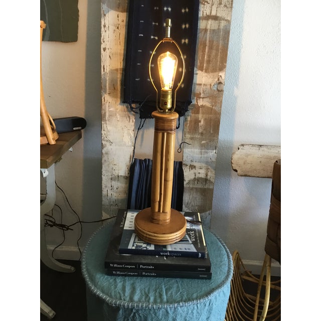 Mid Century Rattan Table Lamp For Sale - Image 11 of 13