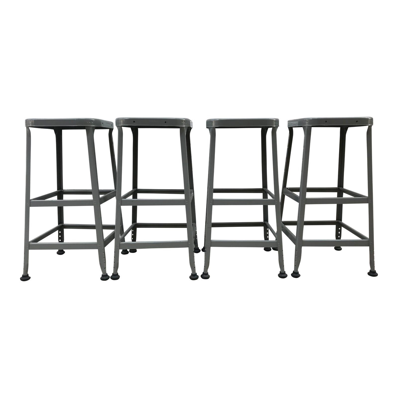 Vintage Lyon Industrial Metal Stools Set of 4 Chairish