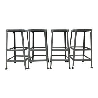 Vintage Lyon Industrial Metal Stools - Set of 4 For Sale