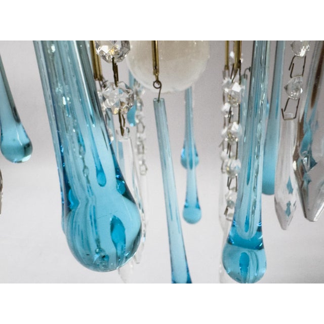 Vintage Murano-Style Blue Glass Teardrop Waterfall Chandelier, C. 1970 For Sale - Image 15 of 18