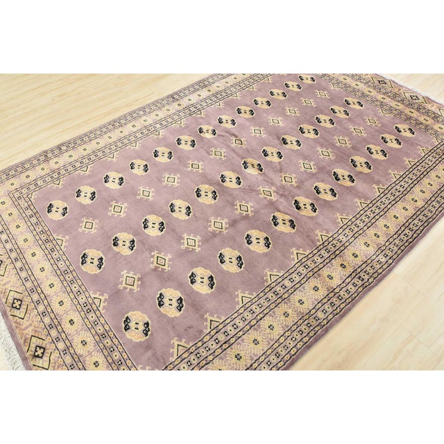 Farmhouse Bokhara Rug 6'2'' X 9'7'' Purple Wool Tribal Hand-Knotted Oriental Carpet For Sale - Image 3 of 14