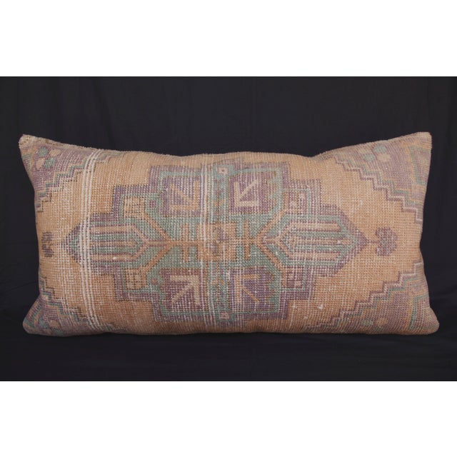 Late 20th Century Handwoven Vintage Tribal Lumbar Rug Pillow Cover -16'' X 32'' For Sale - Image 5 of 13