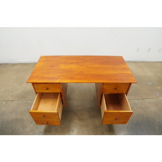 Vintage Attributed Paul McCobb MCM Double Pedestal Desk For Sale - Image 10 of 16