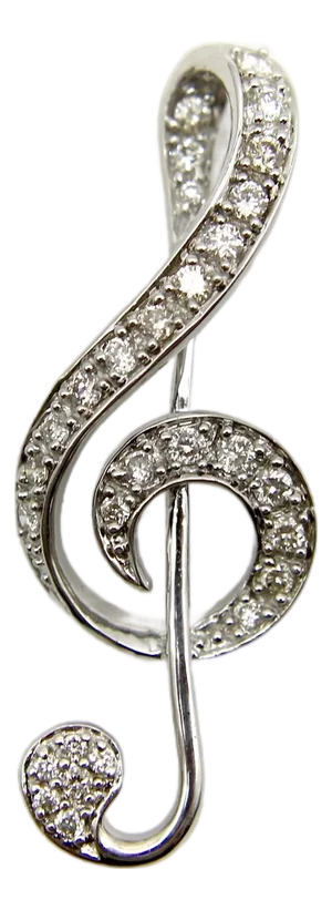 Vintage 18k Gold Treble Clef Diamond Encrusted Pendant