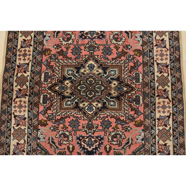 1990s Ardabil Rug 3’3” X 4’10” Pink Wool/Silk Vintage Hand-Knotted Oriental Carpet For Sale - Image 5 of 12