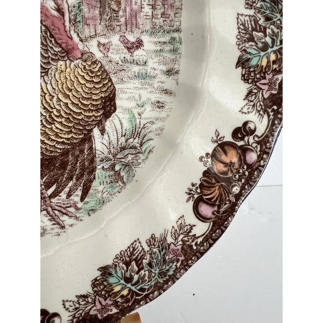 Johnson Brothers Vintage Turkey Thanksgiving Plate Autumn Monarch Johnson Bros For Sale - Image 4 of 7