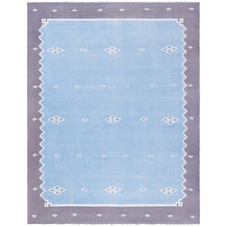 Doris Leslie Blau Vintage Indian Dhurrie - Slate Gray Flatweave Cotton Rug For Sale
