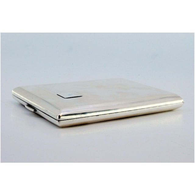 Silver Cigarette Case with Surface Engravings Surrounding a Monogram Card, Gold Interior and Hinged Lid. For Sale - Image 5 of 8