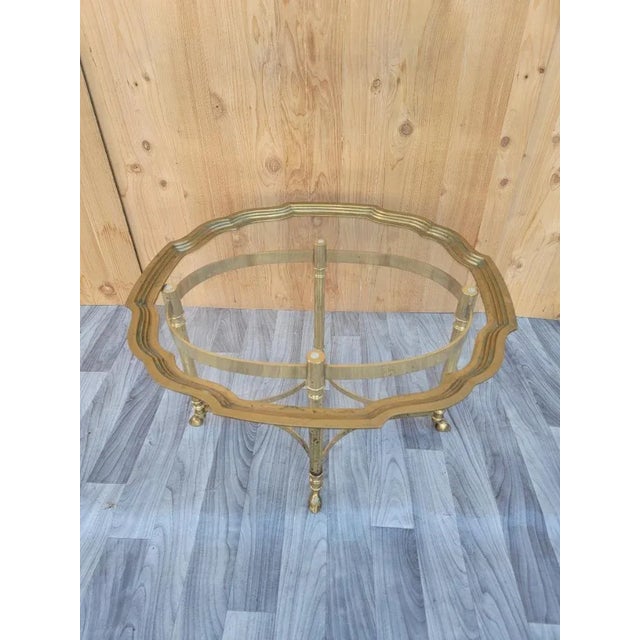 Labarge Hollywood Regency Labarge Brass Scalloped Edge Tray Top Side Table For Sale - Image 4 of 10