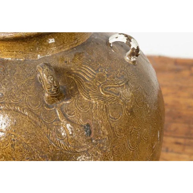 Brown 19th Century Ceramic Martaban Water Jar For Sale - Image 8 of 13