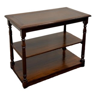 Classic English Sidetable with Brown Leather Top For Sale
