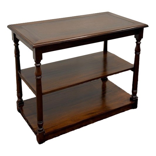 Classic English Sidetable with Brown Leather Top For Sale