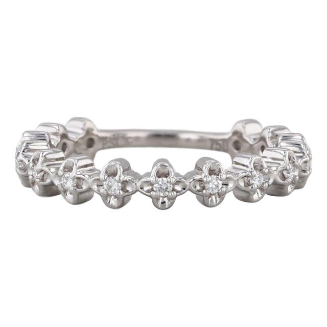 0.18ctw Diamond Wedding Anniversary Band 18k White Gold Stackable Size 6.5 For Sale