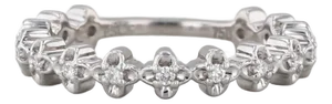 0.18ctw Diamond Wedding Anniversary Band 18k White Gold Stackable Size 6.5