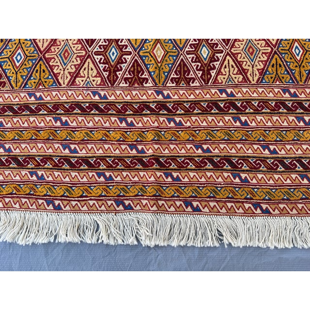 High Quality Gold Mushwani Hand-Woven Kilim Rug - 6'2" X 4'9" For Sale - Image 10 of 12