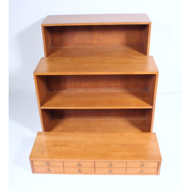 1950s Paul McCobb Planner Group Maple Modular 3 Piece, 4 Drawer Shelves - Bookcase For Sale - Image 15 of 17