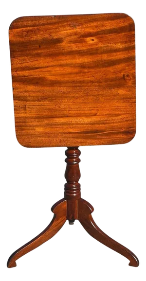 Antique Federal Period New York Mahogany Tilt Top Candlestand on Cornucopia Legs