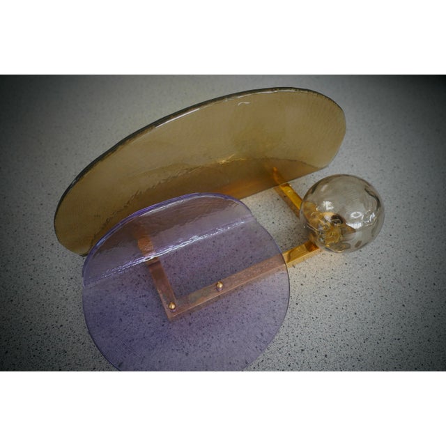 Art Deco Style Murano Glass and Brass Wall Sconce, 2000 For Sale - Image 9 of 10