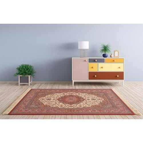 Middle Eastern Rug in Wool and Silk For Sale - Image 3 of 7