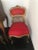 Pair of Austrian French small slipper chairs in Vintage Gold. Red Silk Upholstery. Needs reupholstering. Gold finish is...