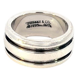 1990s Tiffany & Co Estate Atlas Groove Ring Size 6 Silver 9 mm For Sale