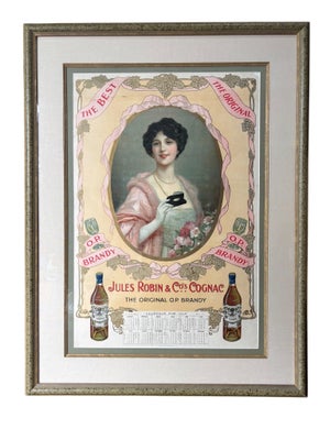 Jules Robin & Co. Original French Cognac Calandar Poster, 1918