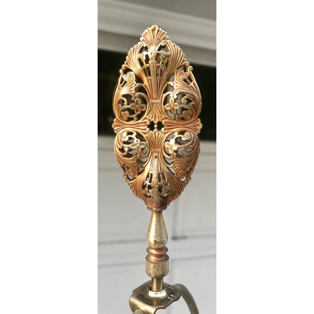 Antique European Capodimonte Floor Lamp With Gold Details and Custom Shade For Sale - Image 9 of 13
