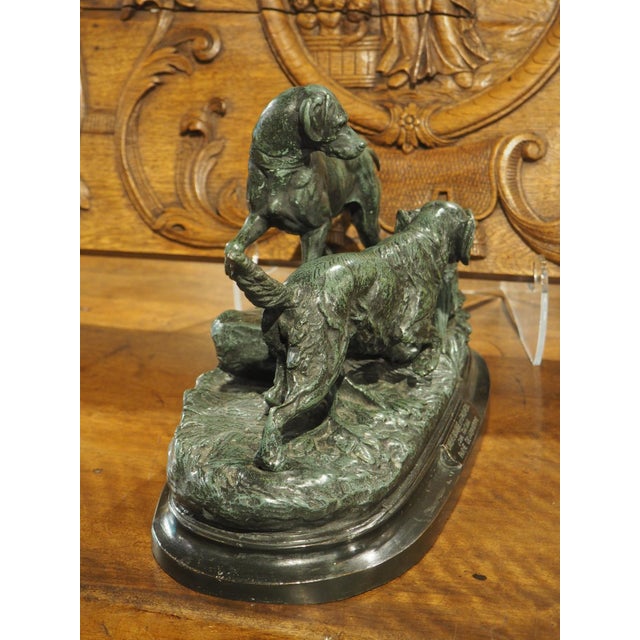 19th Century French Bronze Sculpture, a Pointer and Spaniel Hunting a Pheasant For Sale - Image 14 of 18
