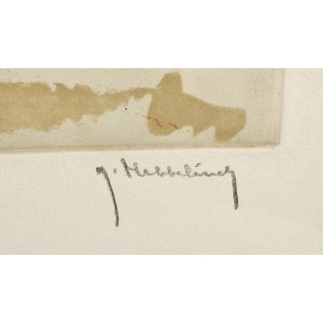 1970s Roger Hebbelinck Hand Signed Vintage Aquatint Etching of Boats For Sale - Image 5 of 8