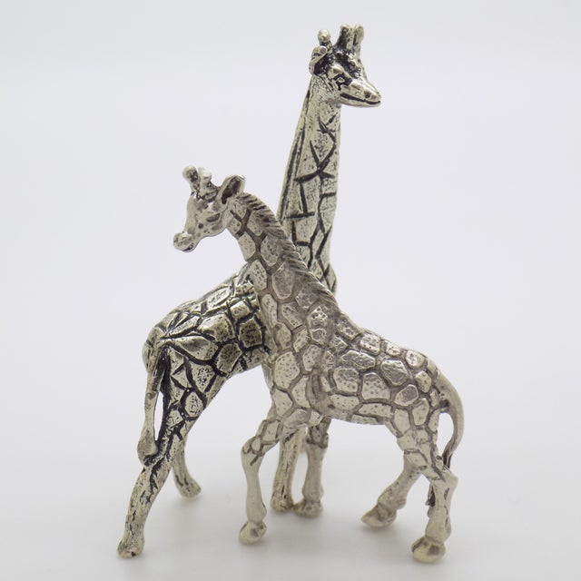 1970s 2 X Vintage Italian Handmade Genuine Silver Giraffes Figurine Miniatures, Made in Varese (Va), Italy For Sale - Image 5 of 9