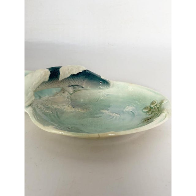 Art Nouveau Majolica Trinket Dish with Fish Decoration, France, 1920s For Sale - Image 4 of 13